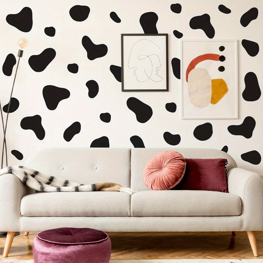 280 Pcs Cow Print Stickers, Cow Print Decor Decals for Wall, Cars, Cups, Black