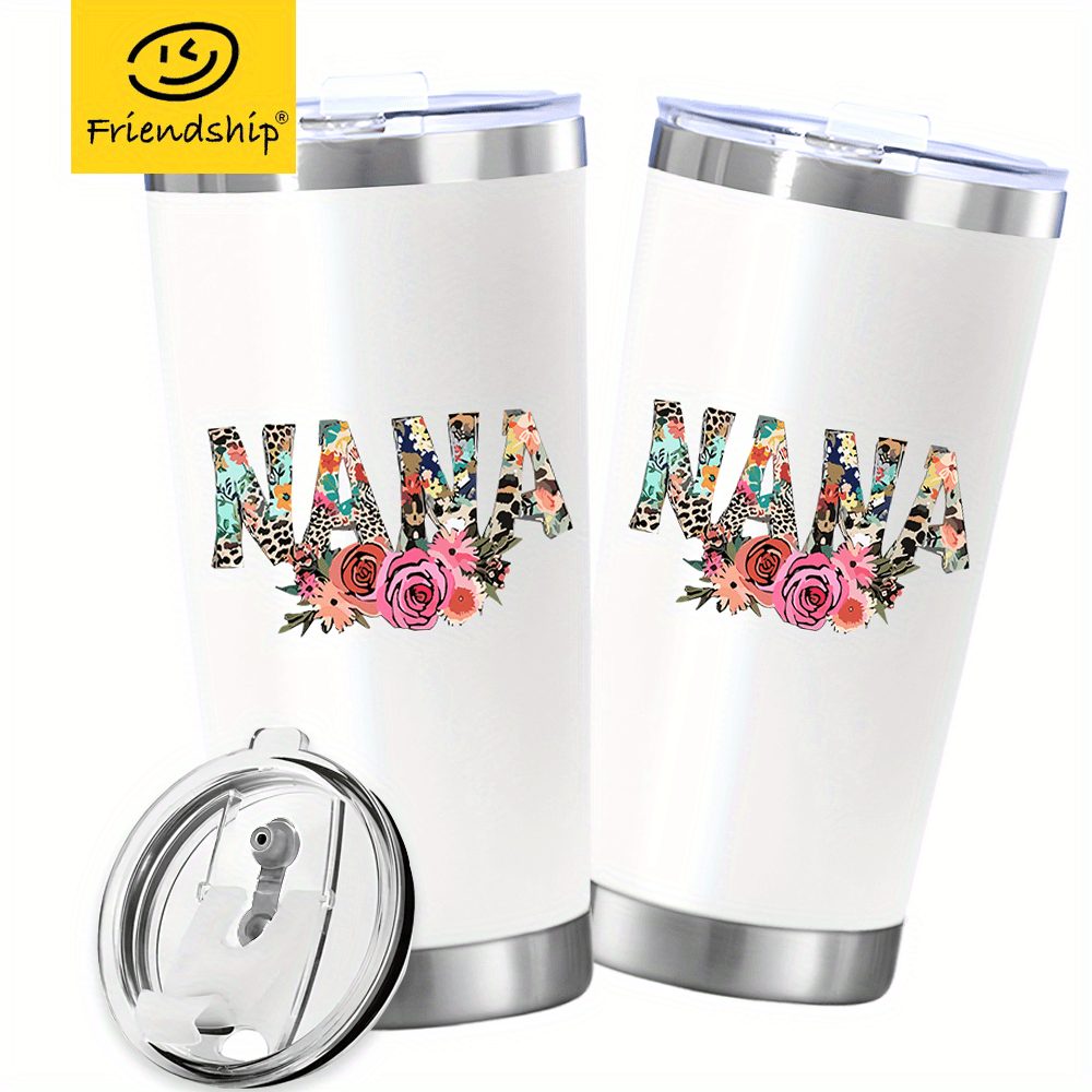 

1pc Blessed Nana 20oz Tumbler Travel Mug Blue Tumbler Cup Insulated Travel Coffee Mug With Lid Nana Gifts From Grandchildren