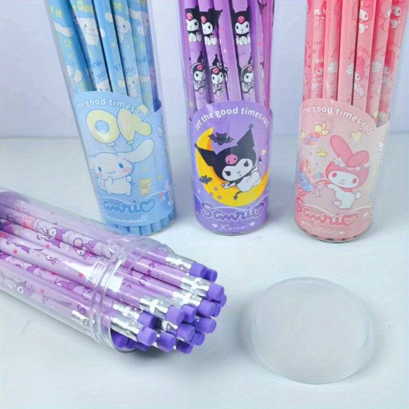 Sanrio Stationery Set Cinnamoroll Melody Kuromi Cartoon Students Pencil  Sharpener Pencil Eraser Pen Bag Set Stationery Gift Box