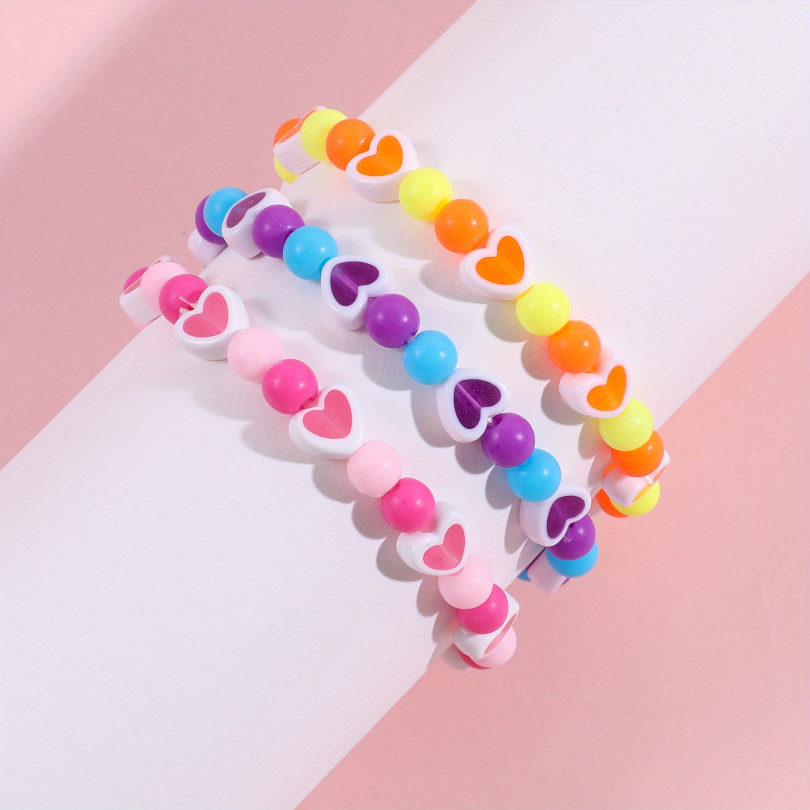 12pcs Positive Energy Encouragement Colorful Lettering Beaded Bracelets for Girls Elastic Bracelet Kids Accessories,Kandi Bracelet,Temu