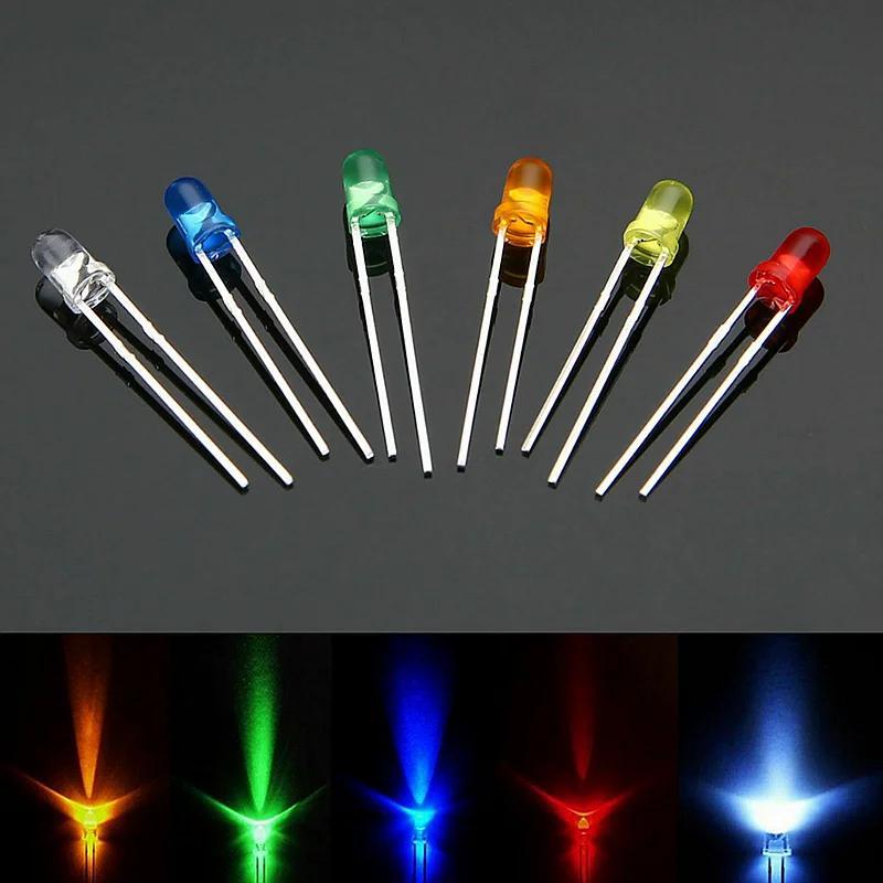 200pc 3mm & 5mm LED Assortment Kit - Red, Green, Yellow, Blue, White - Perfect For Arduino Projects