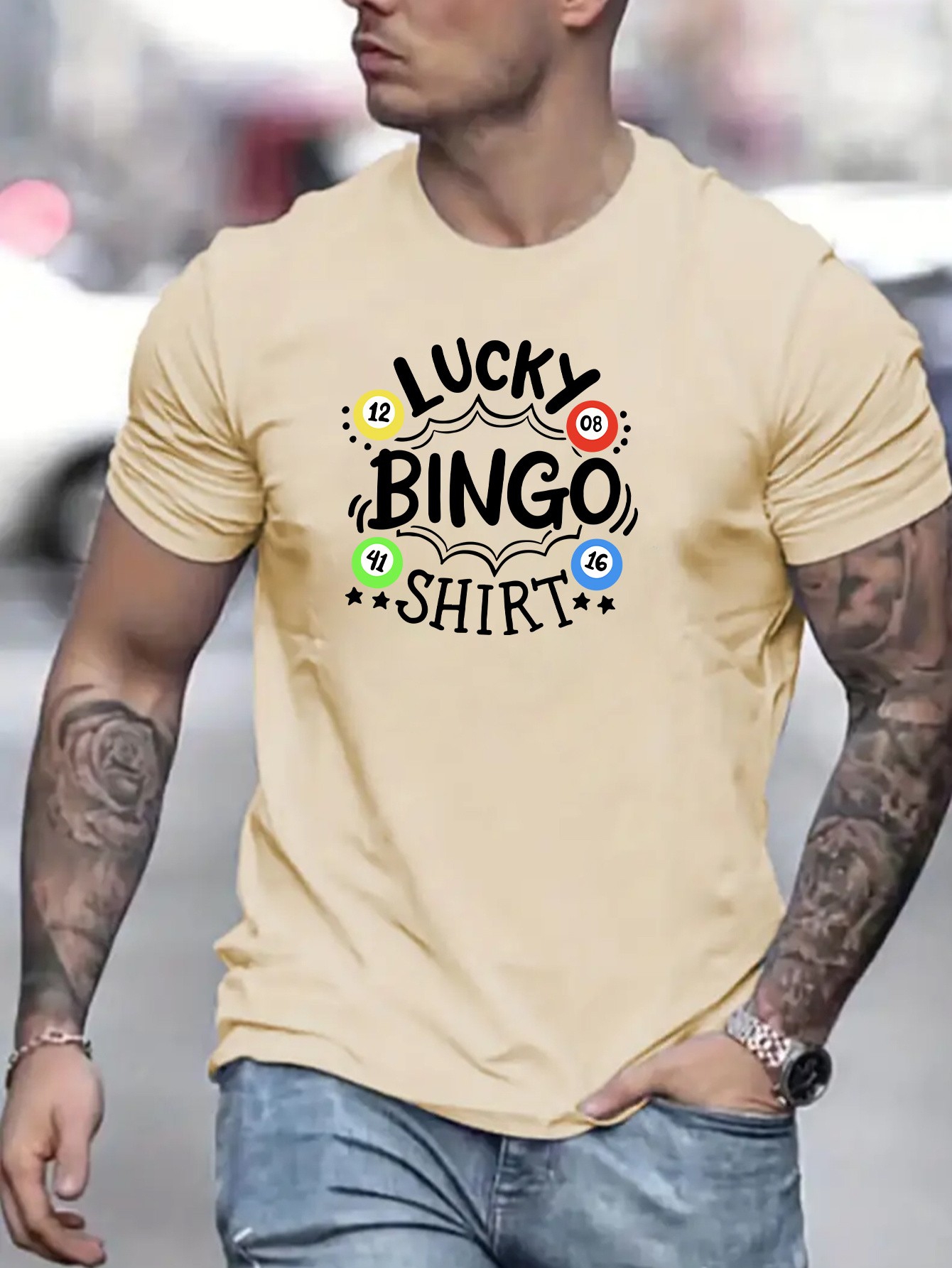 Lucky Bingo Shirt Balls Graphic Print Men's Novel Graphic - Temu Australia