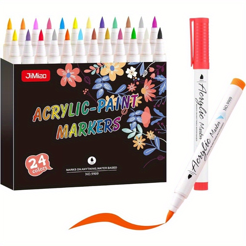 Lot de 24 crayons acryliques pour pierres imperméables - Série de