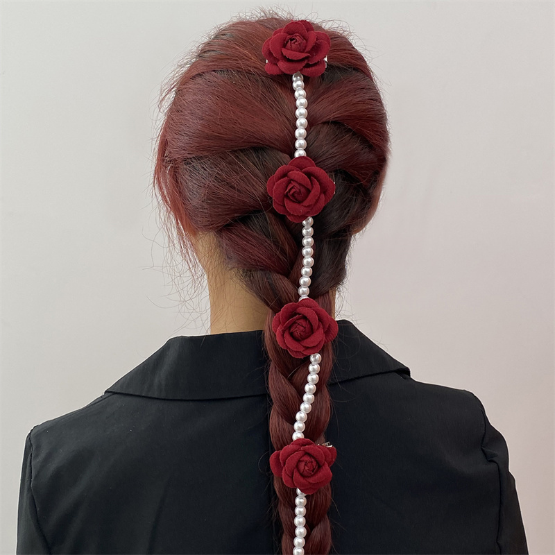 Rose Flower Pearl Pendant Hair Clip Women Fashion Metal - Temu