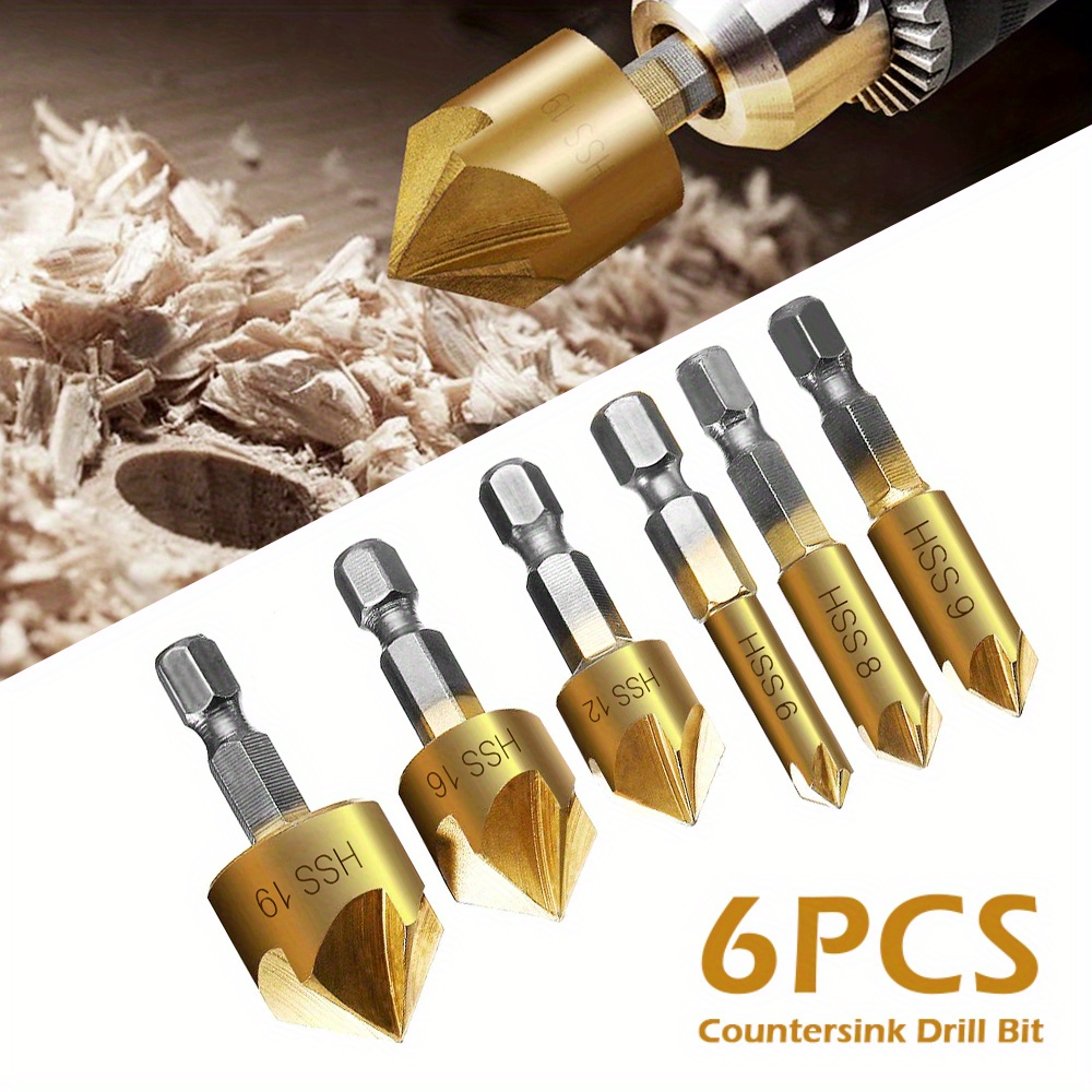 Countersink Drill Bit Set 12mm 16mm 19mm Dia Round Shank 90 Degree