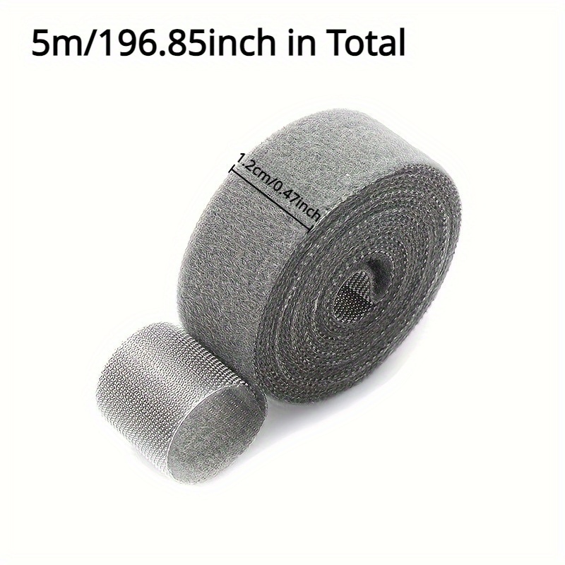 12 Inch Black Hook and Loop Cable Tie Roll - 100