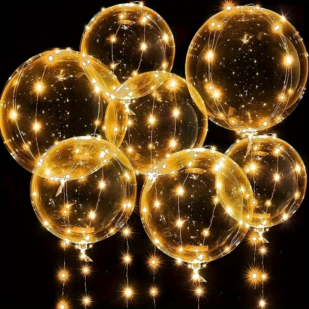 Set De 10 Globos Grandes & Transparentes Con Luces LED Para Fiestas &  Cumpleaños