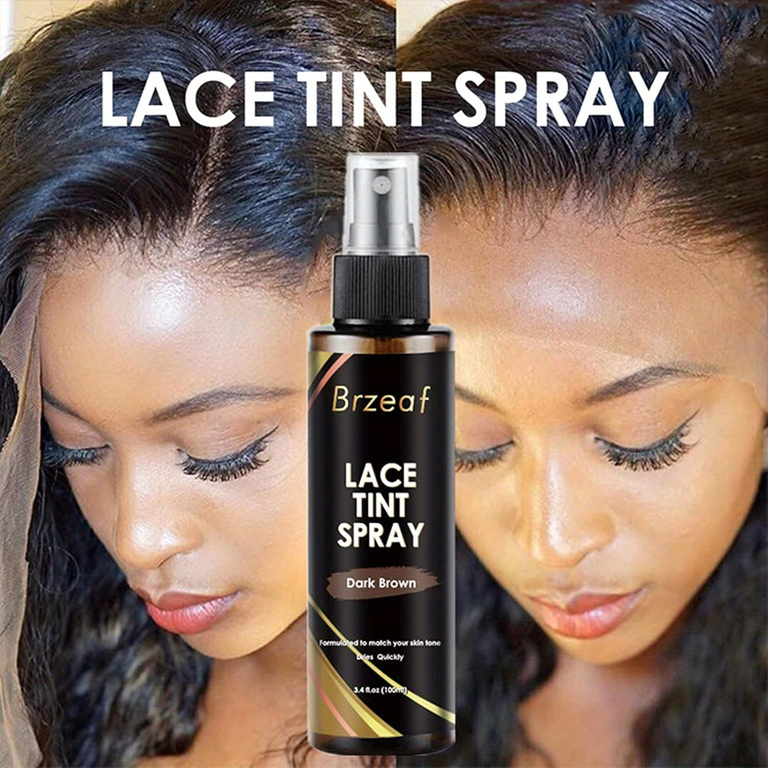 100ml Lace Tint Spray for Lace Wigs and Dark Brown Middle Brown Light Brown  Lace Tint Spray for Closures, Wigs And Closure Front-