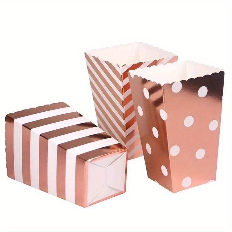 

12pcs, Popcorn Box, Cup, Rose Golden Theme Party Decoration For Happy Birthday Christmas Wedding Party Supplies, Birthday Decor, Birthday Supplies