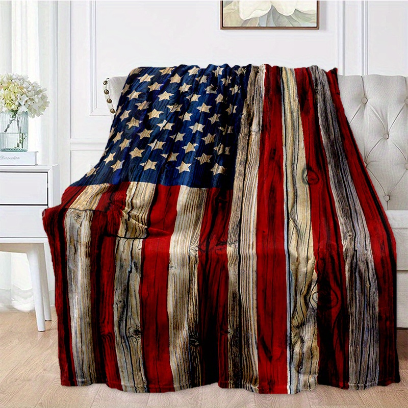 

1pc Flag Flannel Blanket For All Season, Cozy Warm Soft Blanket For Travelling