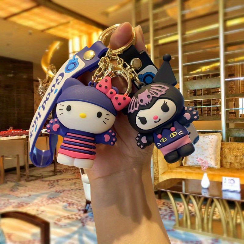 Porte-clés peluche kawaii Sanrio Hello Kitty 12cm, jouets My Melody  cannelle Drag Bear, poupée douce en peluche, pendentif, cadeau de noël pour