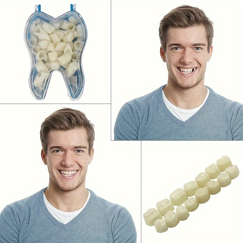 Denti finti mascelle denti modello protesi su sfondo blu primo piano  concetto di assistenza sanitaria dentale