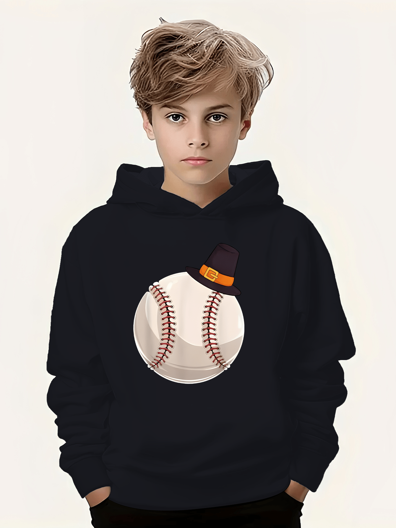 Baseball Hat Print Boys Long Sleeve Hoodie Stay Stylish Cozy - Temu ...