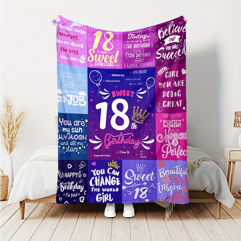 

1pc 18 Year Sweet Flannel Blanket, For , Blanket For Travelling, For 's Day