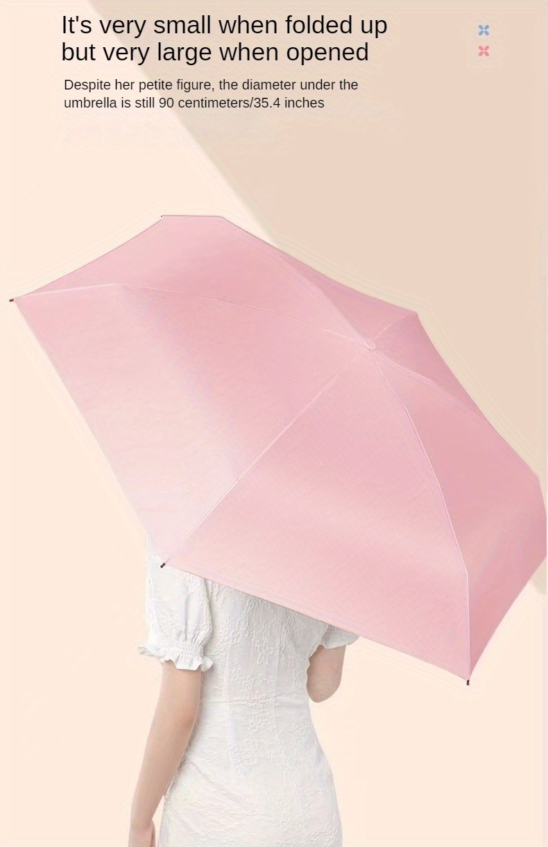 outdoor mini sunshade vinyl umbrella uv protection ultra light folding five fold umbrella sunny umbrella details 1