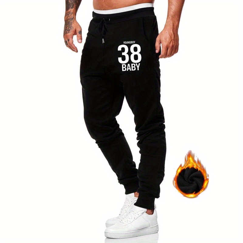 

youngboy 38 Baby' Print, Men's Trendy Casual Drawstring Hip Hop Style Jogger Pants For All Seasons For Outdoor Exercise