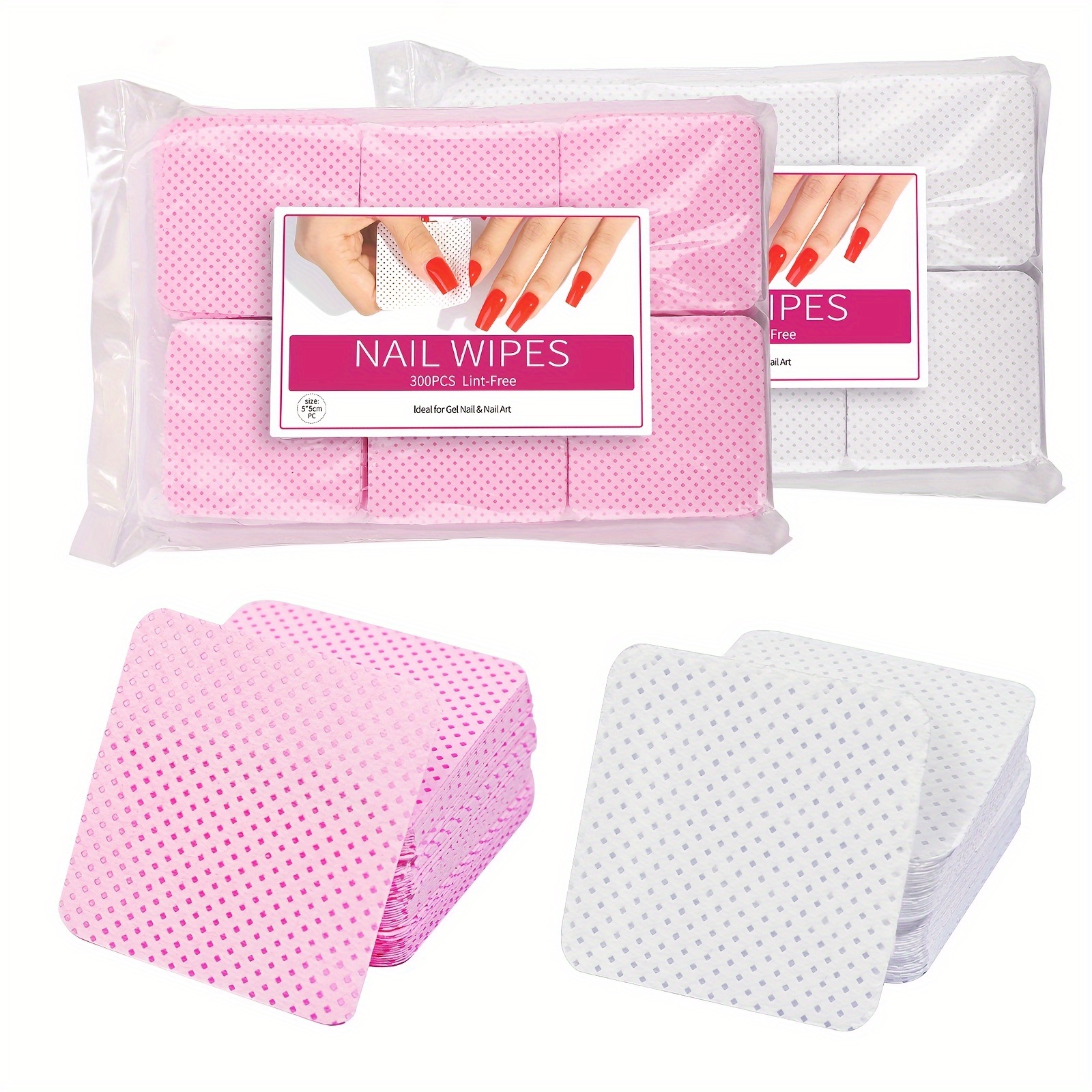 

300pcs Non-woven Nail Pads, Professional Cleaning Wipes Remove Nail Polish Quickly