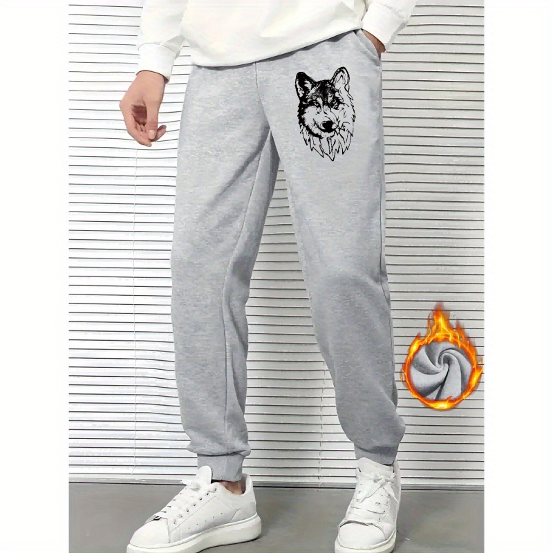 

Wolf Graphic Print, Men's Drawstring Sweatpants, Casual Comfy Jogger Pants For Men