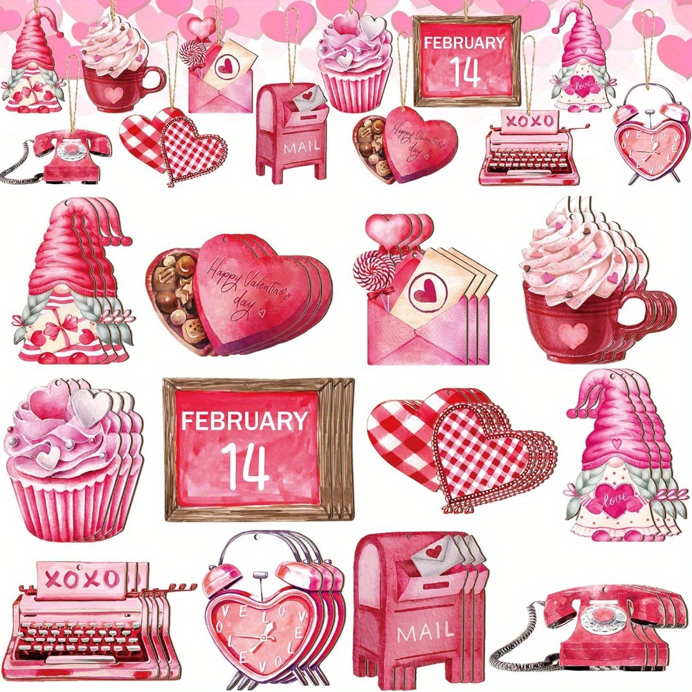 36pcs Décoration De La Saint Valentin Ornements En Bois De - Temu