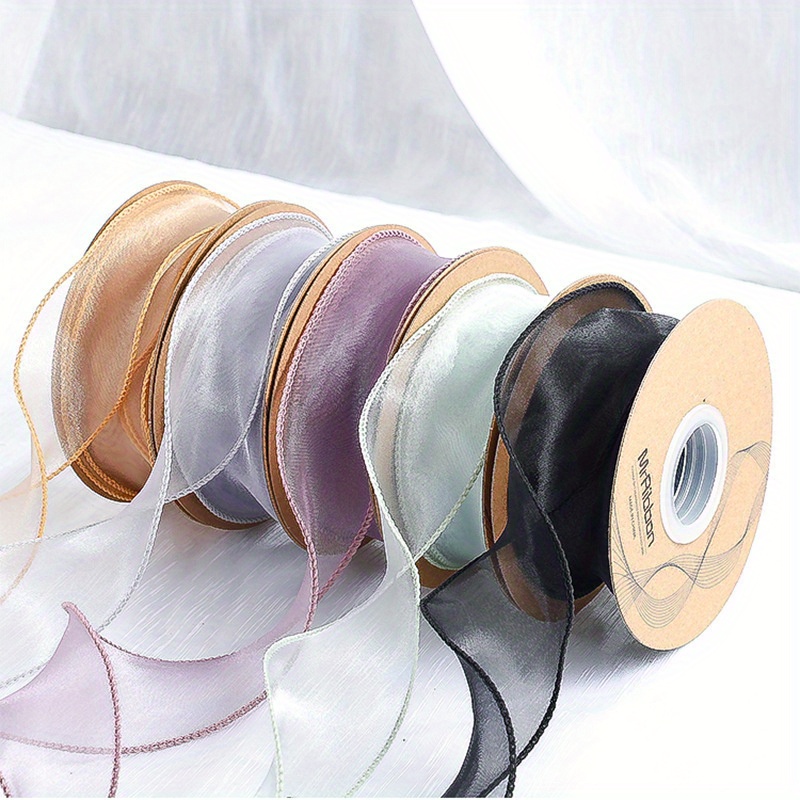 Wired Organza Ribbon chiffon Ribbon With Golden Edge For - Temu