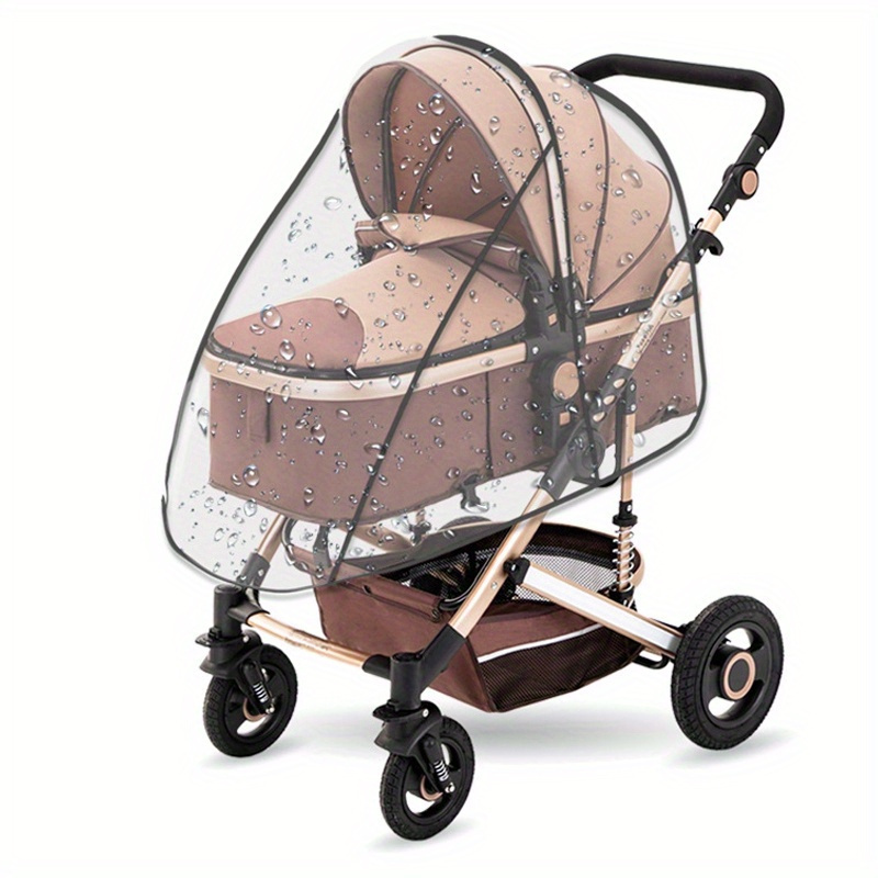 universal stroller rain cover baby car weather wind sun shield transparent breathable trolley umbrella raincoat accessories details 2