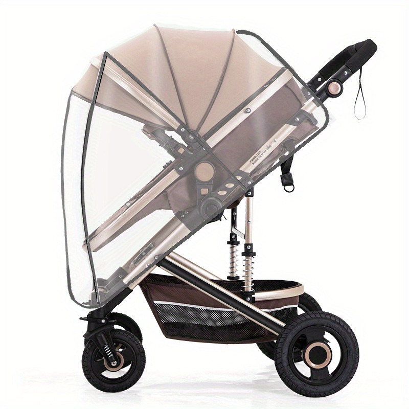 universal stroller rain cover baby car weather wind sun shield transparent breathable trolley umbrella raincoat accessories details 3