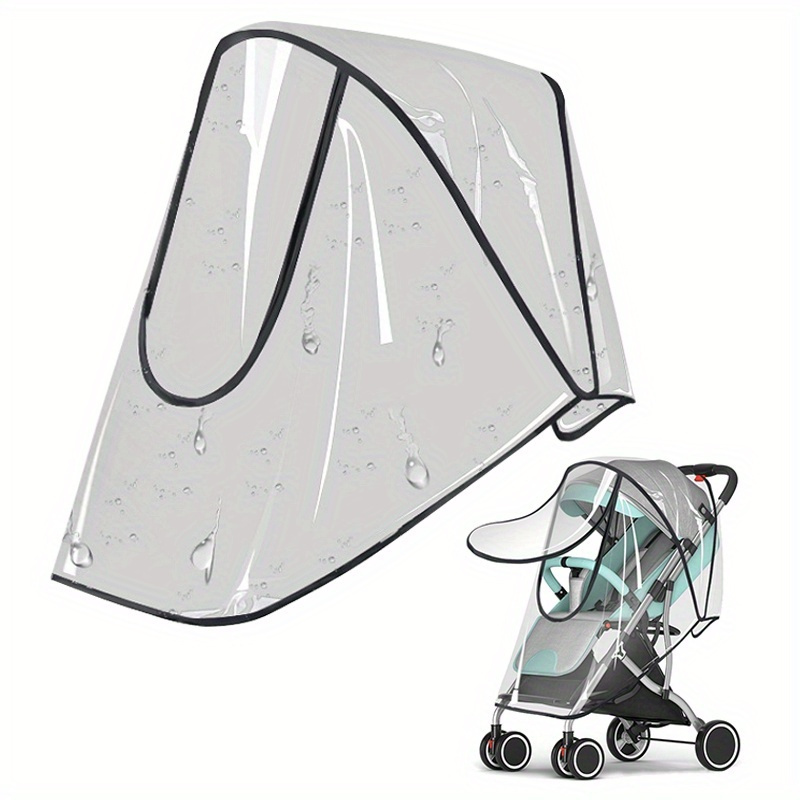 universal stroller rain cover baby car weather wind sun shield transparent breathable trolley umbrella raincoat accessories details 4