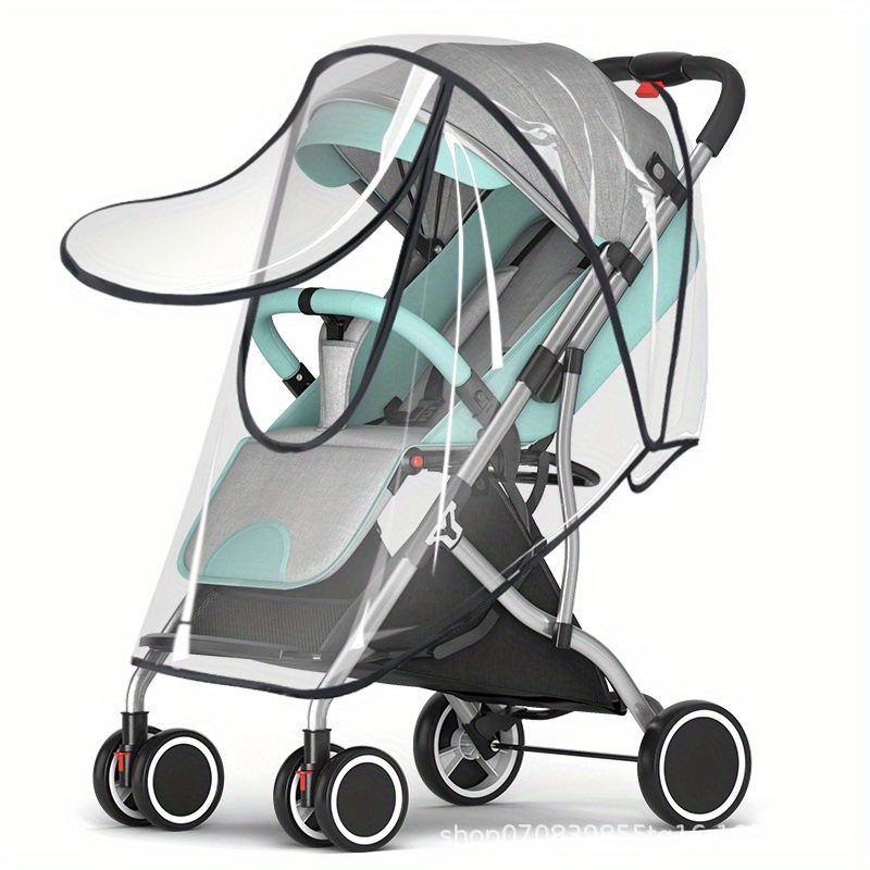 universal stroller rain cover baby car weather wind sun shield transparent breathable trolley umbrella raincoat accessories details 5