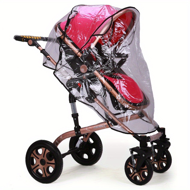 universal stroller rain cover baby car weather wind sun shield transparent breathable trolley umbrella raincoat accessories details 6