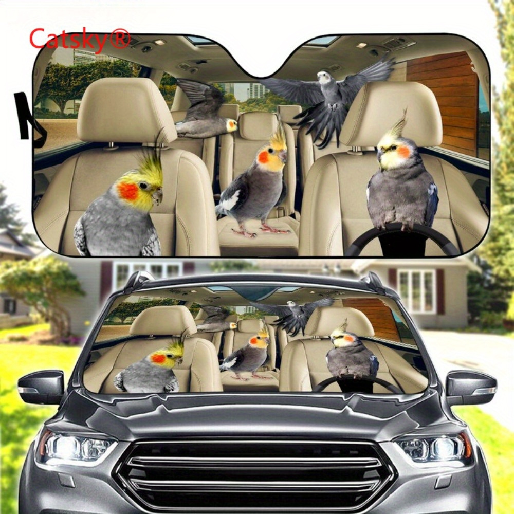Cockatiel Car Sunshade, Cockatiel Car Decoration, Cockatiel Windshield, Animal Lovers Gift, Animal Car Sunshade, Gift For Mom