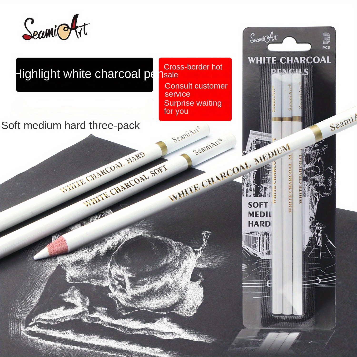 White Sketch Charcoal Pencils professional Hight Quality - Temu