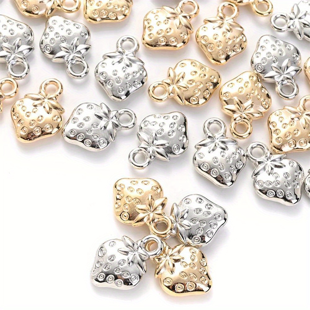 

20pcs 11*16mm Ccb Strawberry Acrylic Charms Pendant For Jewelry Making Diy Bracelet Necklace Earrings Supplies