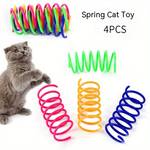 4pcs Pet Cat Teasing Toys Plastic Colorful Spring Jumping Chasing Cat Toys Cat Supplies, Assorted Varieties