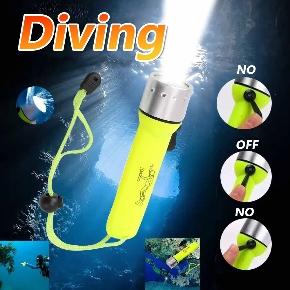1pc LED Diving Flash Light (Without Battery), Underwater Light, Waterproof, Diving, Torch Lamp Black Green Handheld Searchlight, White Light Outdoor Night Lighting, Household Portable Flash Light details 1