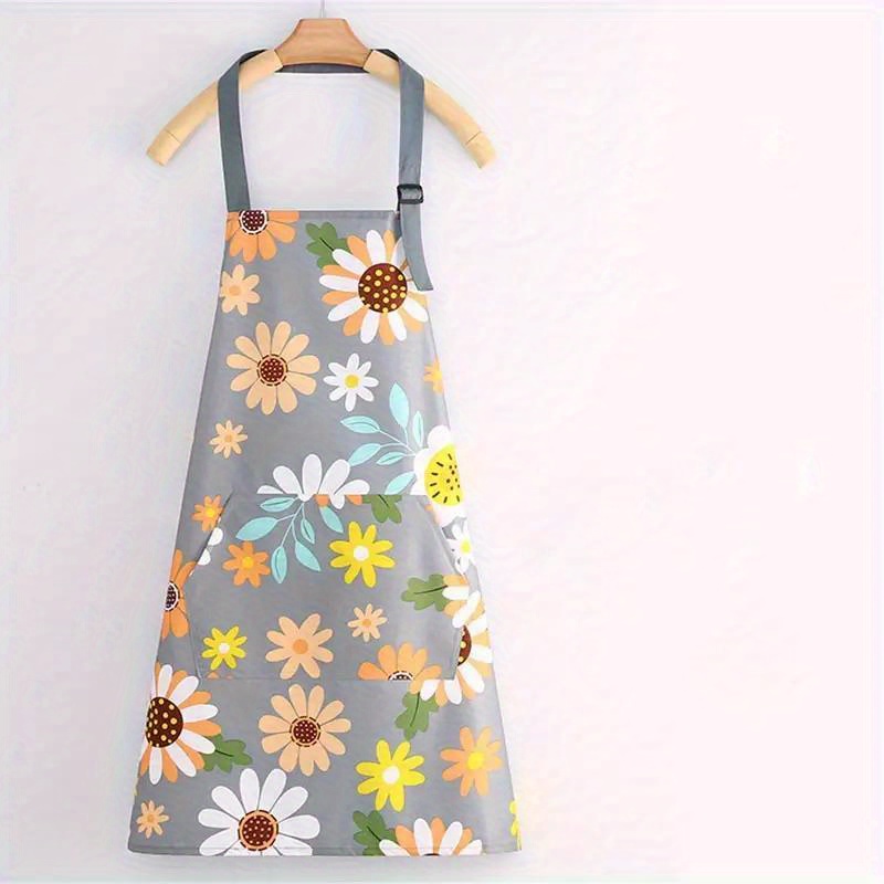 1pc Apron With Floral Print, Suitable For Men And Women Home Kitchen Use