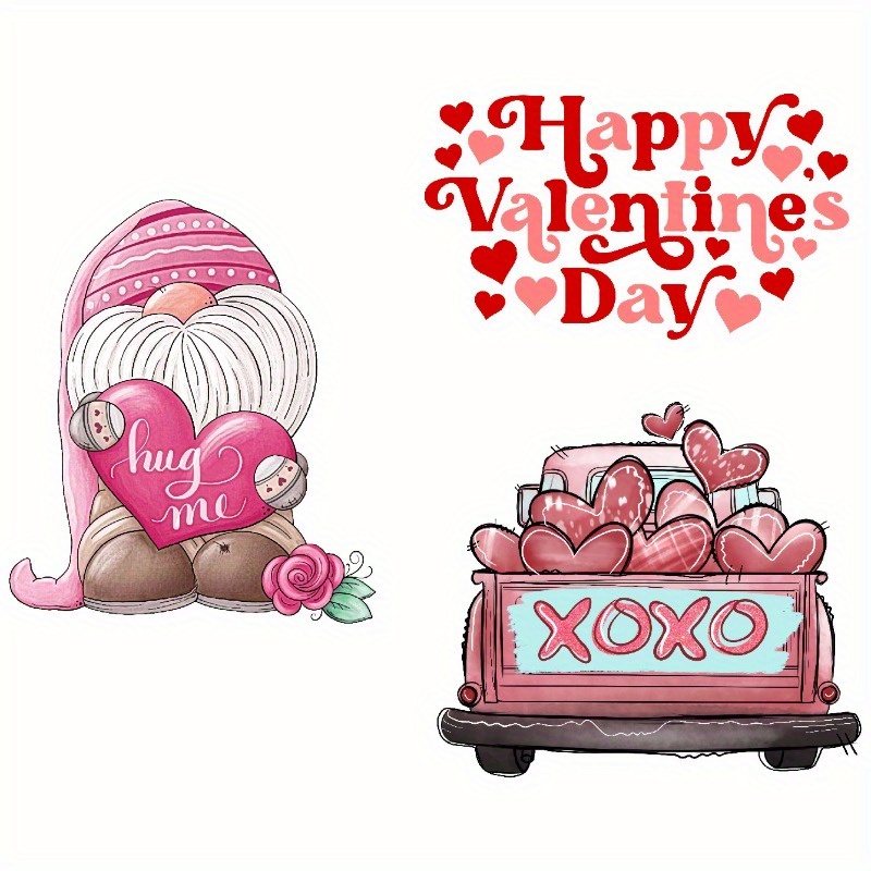 Valentine's Day Iron on Transfers Valentines Iron on Patches 3Pcs Unique  Valentine Car Iron on Stickers Heat Transfer Sticker Patches for T-Shirts