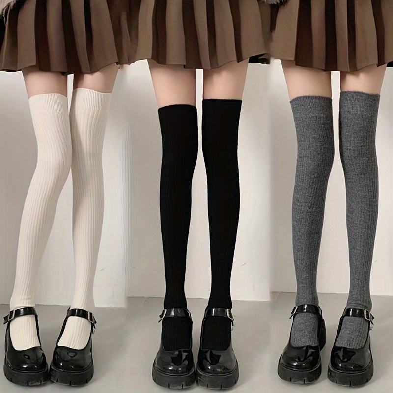 Girls Ribbed Knit Tights Comfy Leggings Preppy Style Autumn/ - Temu Canada