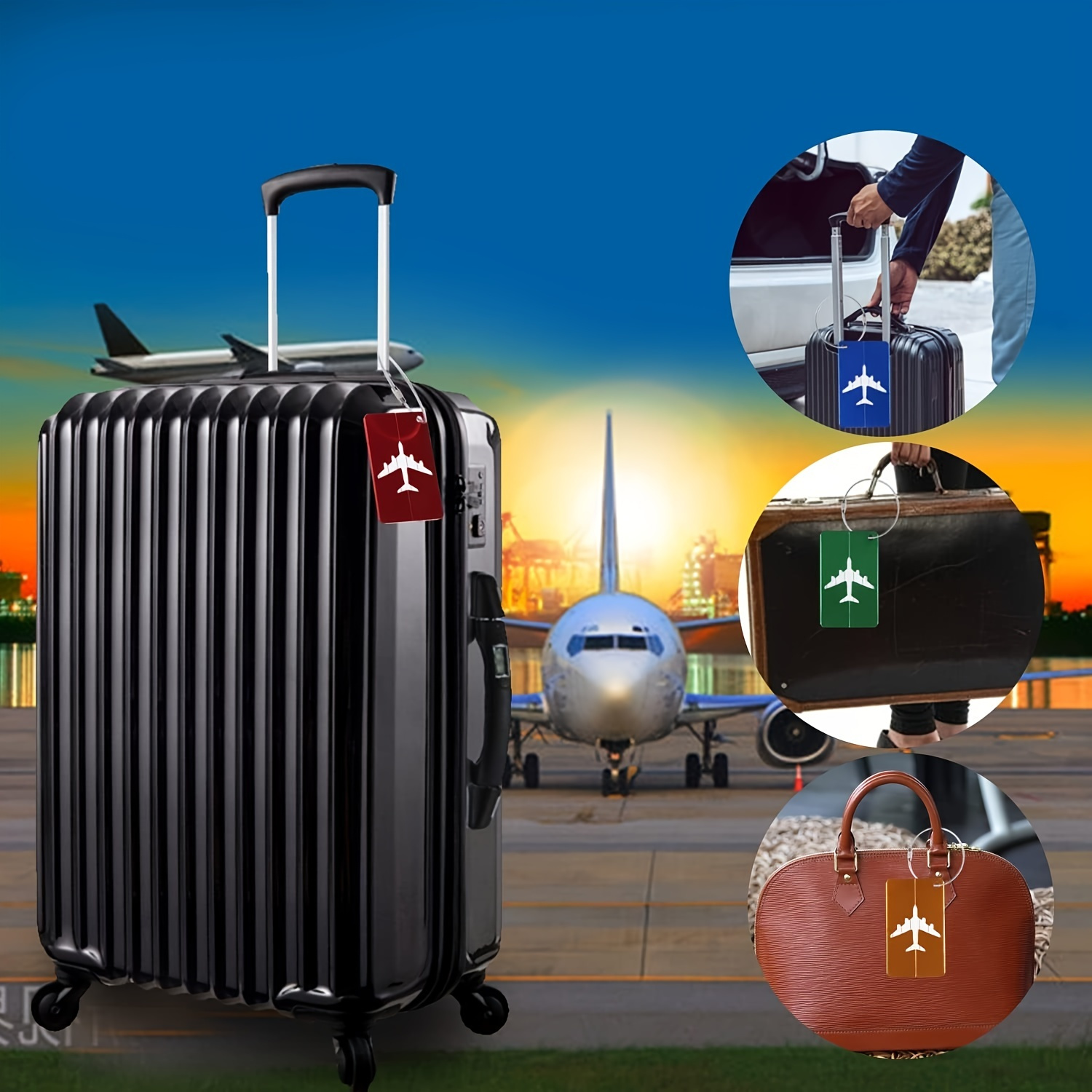 Étiquettes Bagage En Aluminium 2 Pièces - Avec Câble Acier Inoxydable, Carte D'identité, Protection Vie Privée