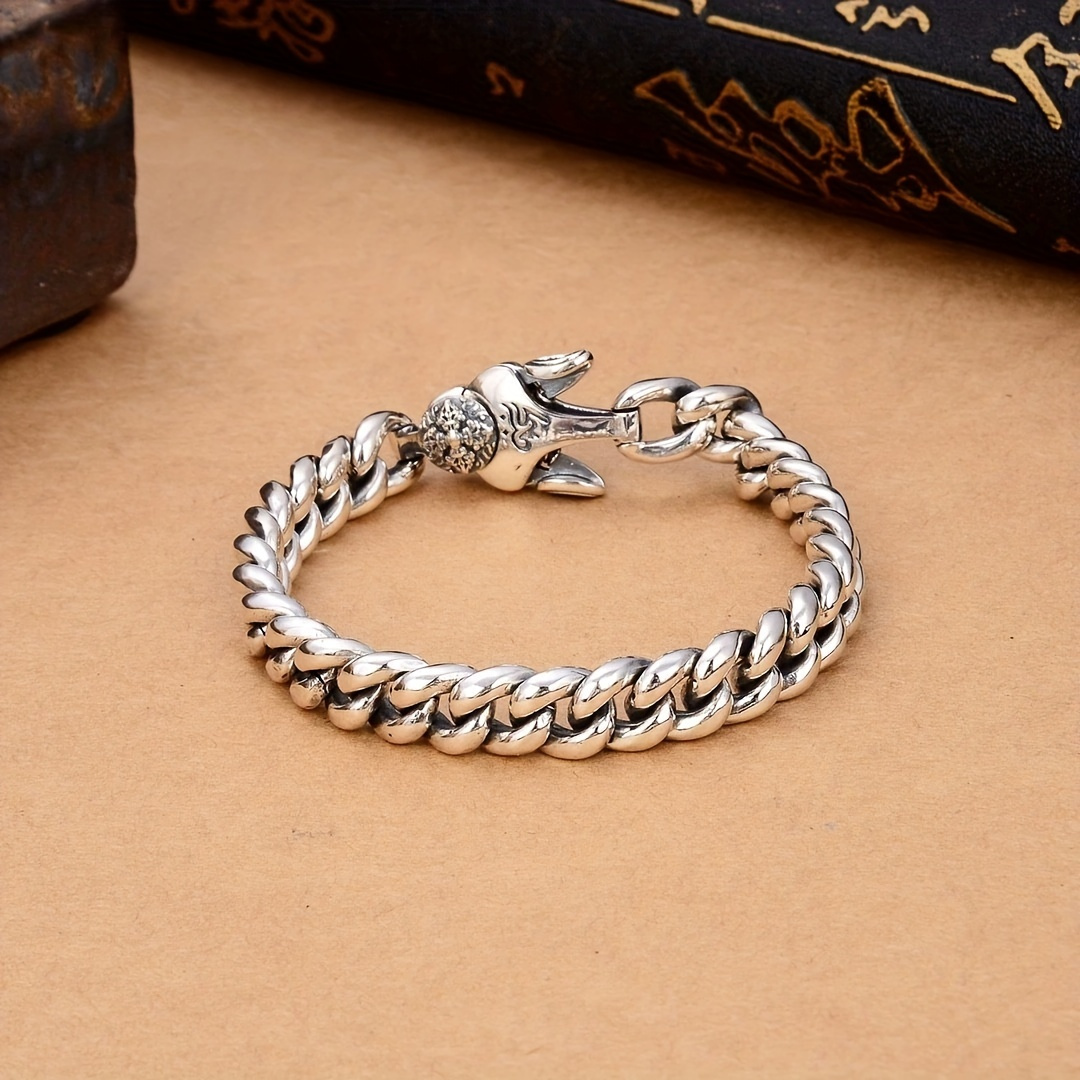 1pc Retro 925 Necklace Sterling Sterling Sterling Rough Domineering Thai  Silver Handmade Silver Chain For Men And Women