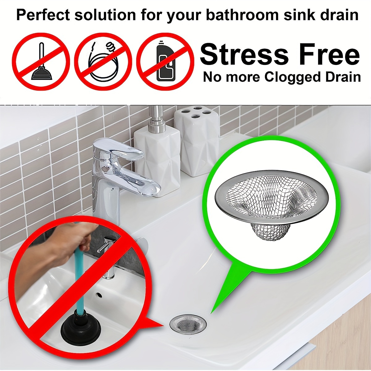 20pcs Bathroom Sink Strainer, Stainless Steel Mesh Sink Drain Strainer, Hair Catcher for Bathroom Sink, Sink Drain Filter, Bathroom Accessories details 3