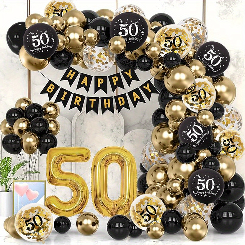 25pcs, Ballons Mélangés Or Noir, Décorations De Fête Danniversaire