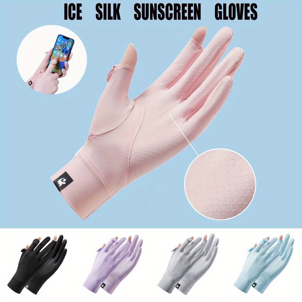 

Ice Silk Sunshade Gloves, Useful Anti Ultraviolet Ice Feeling Riding Gloves, Anti Slip Touch Screen Gloves For Women