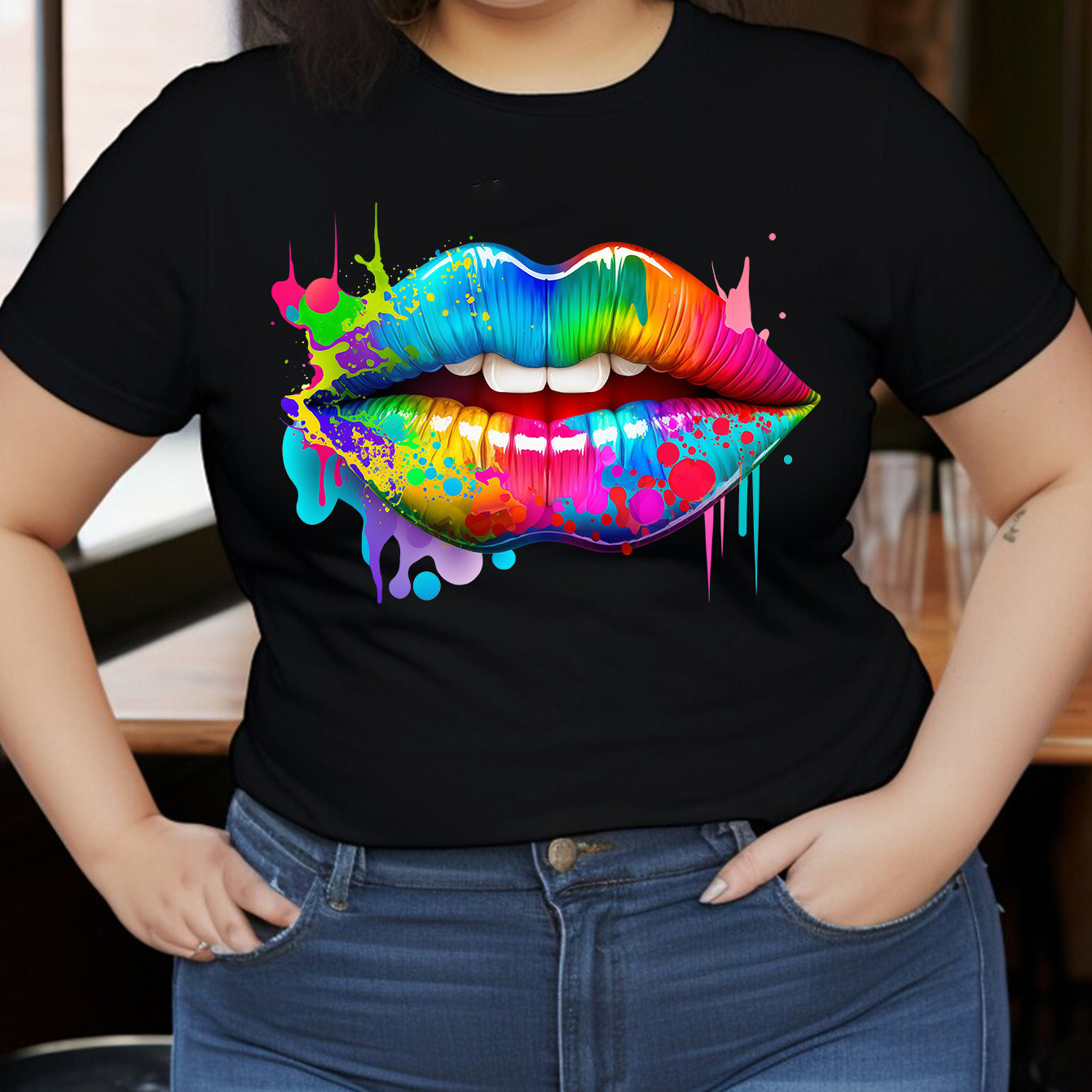 

Plus Size Graphic Print T-shirt, Short Sleeve Crew Neck Casual Top For Summer & Spring, Women's Plus Size Clothing