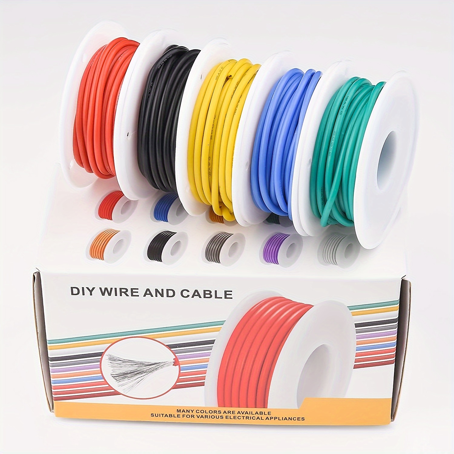 1pc Extra Soft High Temperature Resistant Silicone Wire Diy Color Paper Box  Tinned Copper Flexible Wire And Cable 5 Color Set, Shop On Temu And start  Saving