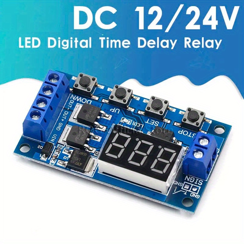 

1pc 12v 24v Dual Mos Led Digital Time Delay Relay Trigger Cycle Timer Delay Switch Circuit Board Timing Control Module Diy