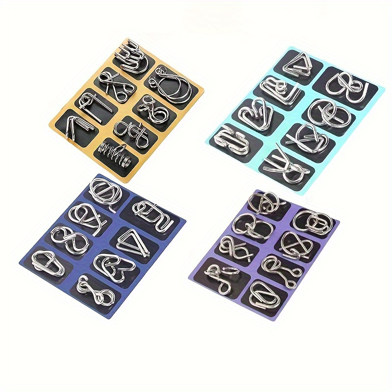 8 Pcs/Set Metal Brain Teaser IQ Brain Teasers Puzzle Rings Separate Toy  Board Game for Kids and Adults