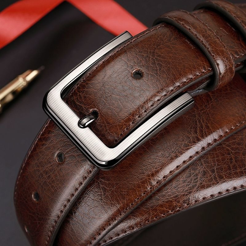 

Men's Leather Belt With Metal , 3.4cm Width, Simple And Cowboy Belt For Casual Wear