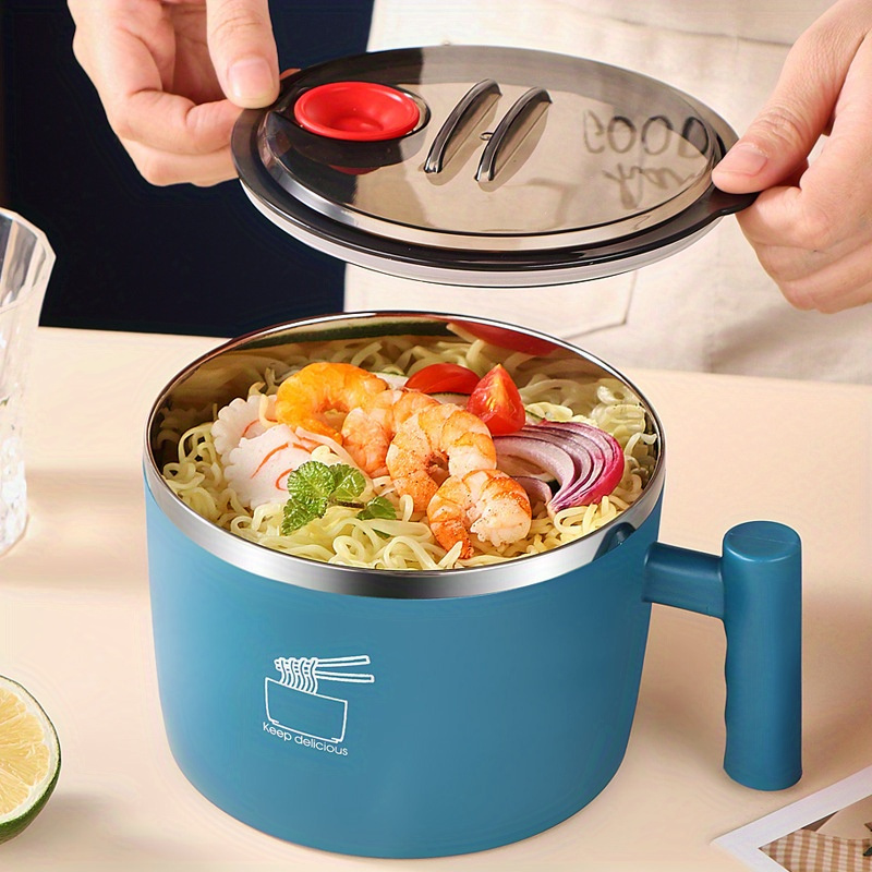 

1pc Stainless Steel Instant Noodle Bowl Student Dormitory Instant Noodle Cup Lunch Box Insulated Lunch Box With Lid Bowl For Restaurant Use