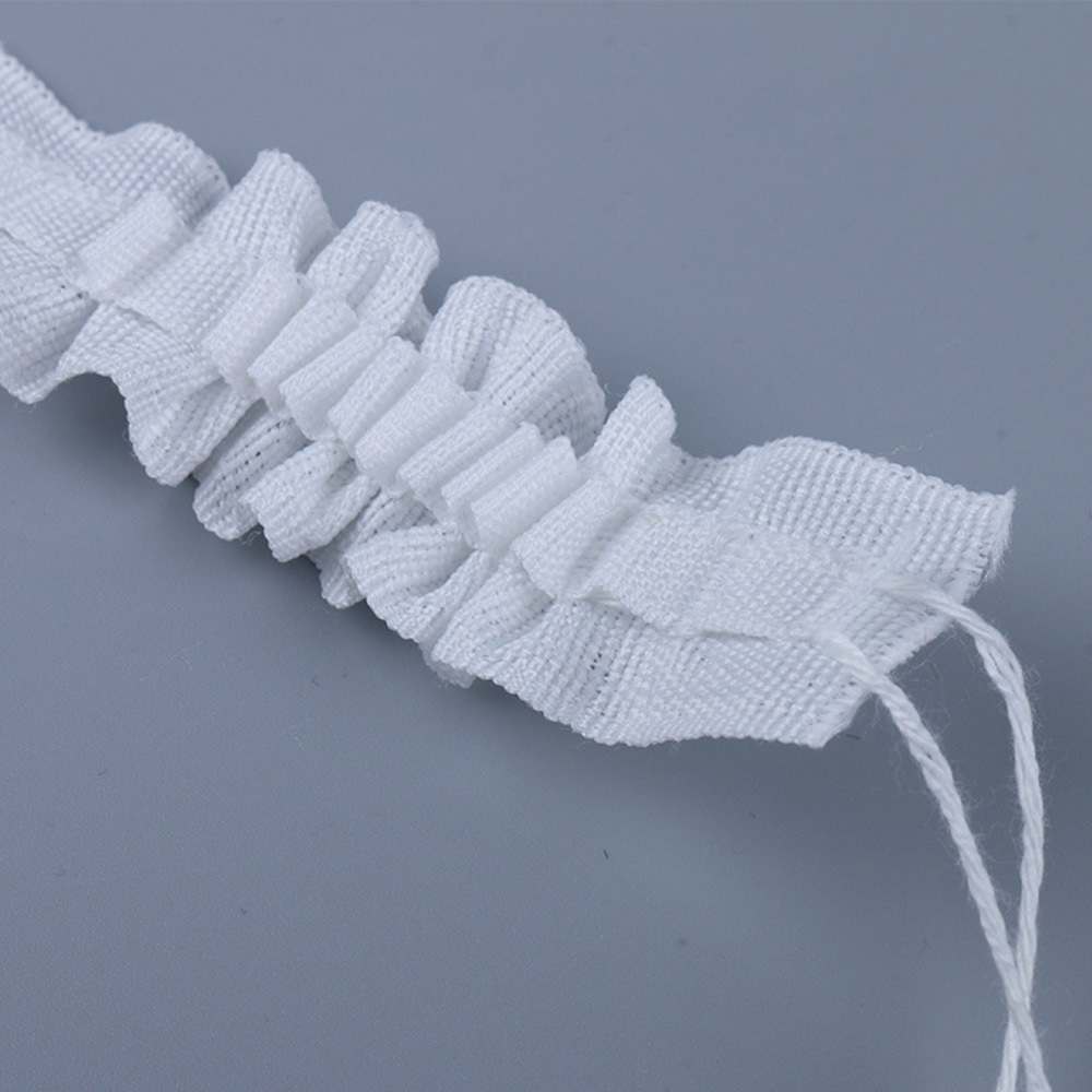 Image of 1pc 10m 2.4cm Wide Window Sheer Drawstring Pleated Lace, Pleated Cloth With Curtain Accessories, Handmade Diy Lace, Home Supplies Handmade Bag Lace Accessories