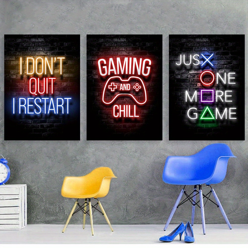 Gamer Quotes Canvas Poster Gaming Room Decor Modern Neon - Temu